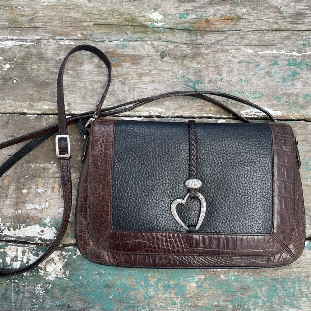 Brighton Organizer crossbody black leather wallet